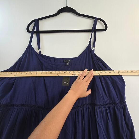 NWT Torrid Women’s Plus Sz 6 Navy Mini Sundress Fringe Crochet Resortwear Boho - Picture 6 of 8